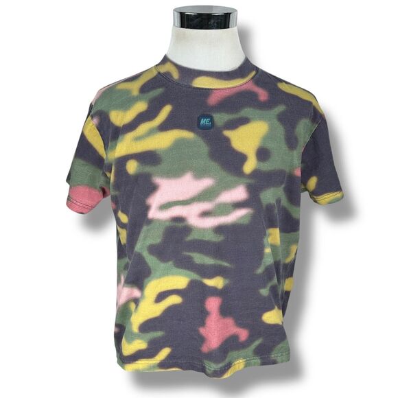 ME Melody Ehsani T-Shirt Women’s Large Camo Tie Dye Short Sleeve Boxy Fit Cotton - Picture 1 of 10